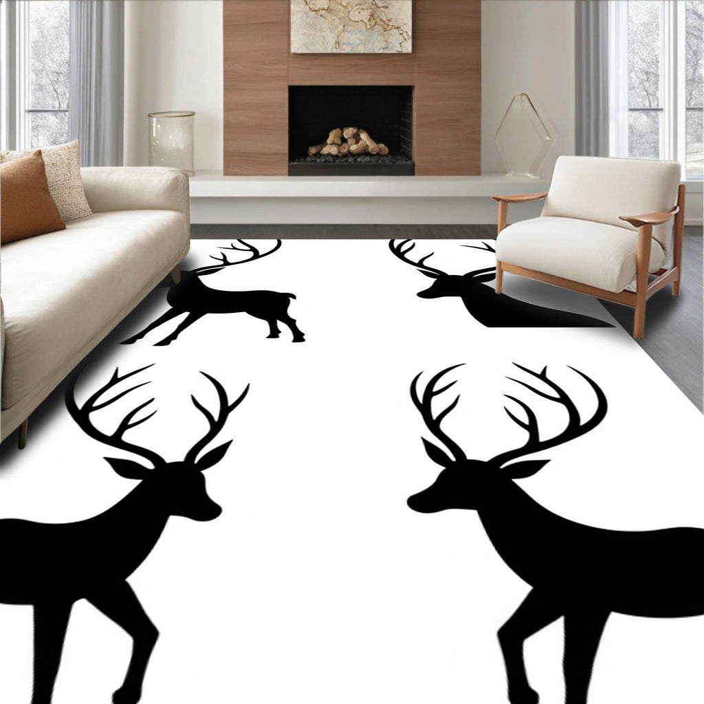 Black Stag Silhouette Quartet Rug