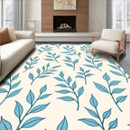 Blue Leafy Branches Pattern Rug