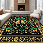 Ornate Bells and Holly Pattern Design Rug