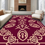 Elegant Burgundy Abstract Pattern Rug