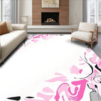 Abstract Pink Gray Fluid Strokes Rug
