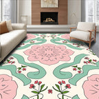 Pastel Floral Ribbon Pattern Design Rug