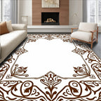 Filigree Floral Scroll Border Design Rug