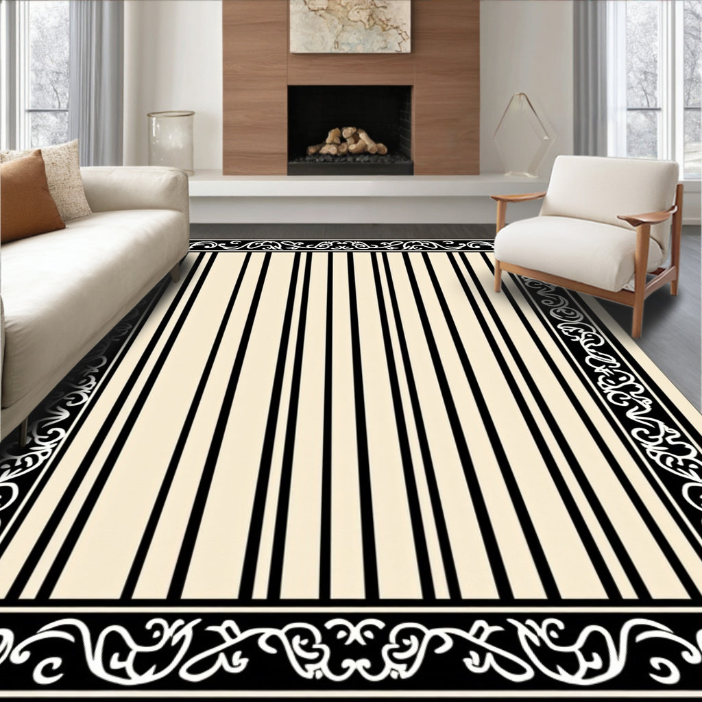 Ornate Striped Frame Design Rug