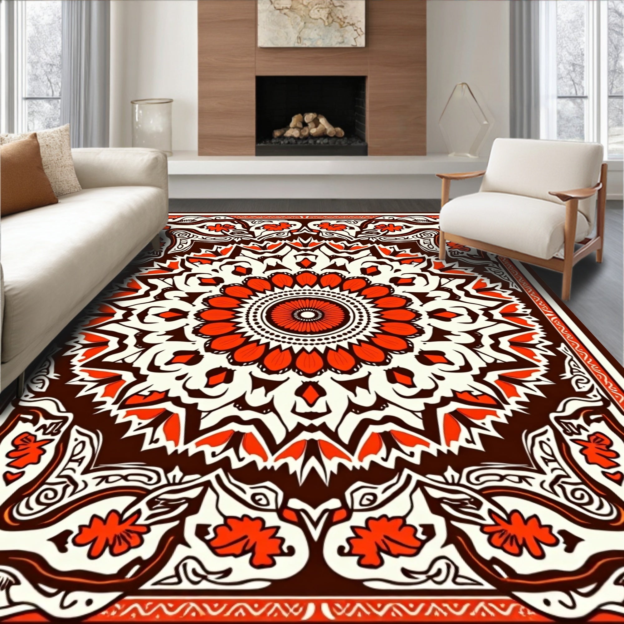 Bold Floral Mandala Graphic Rug