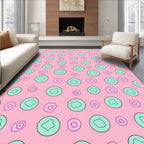 Pink Mint Abstract Circles Pattern Rug