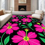 Vibrant Pink Floral Pattern Design Rug