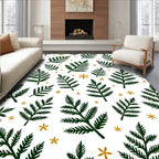 Green Fern Floral Nature Pattern Rug