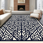 Geometric Maze Motif Graphic Pattern Rug