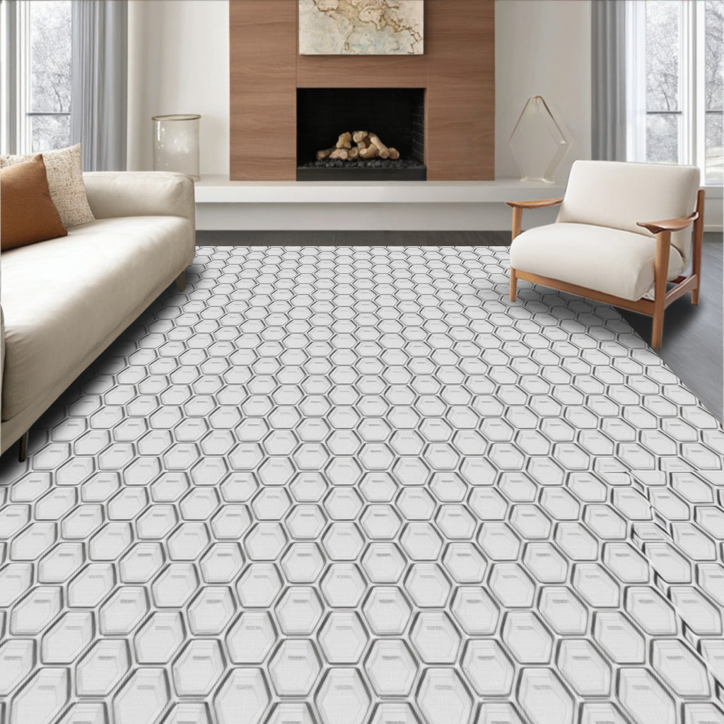 Modern Geometric Honeycomb Pattern Rug