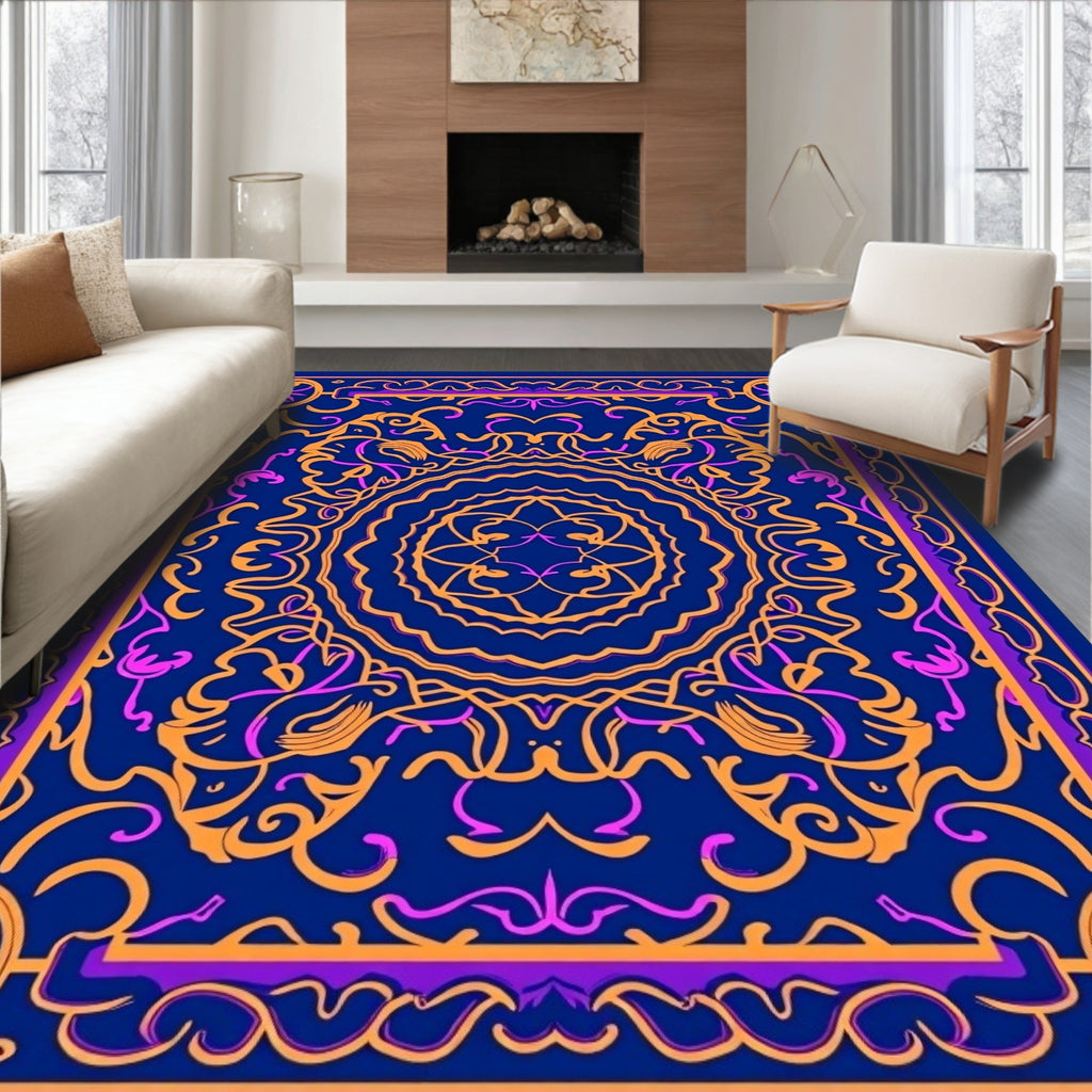 Vibrant Mandala Swirl Pattern Rug