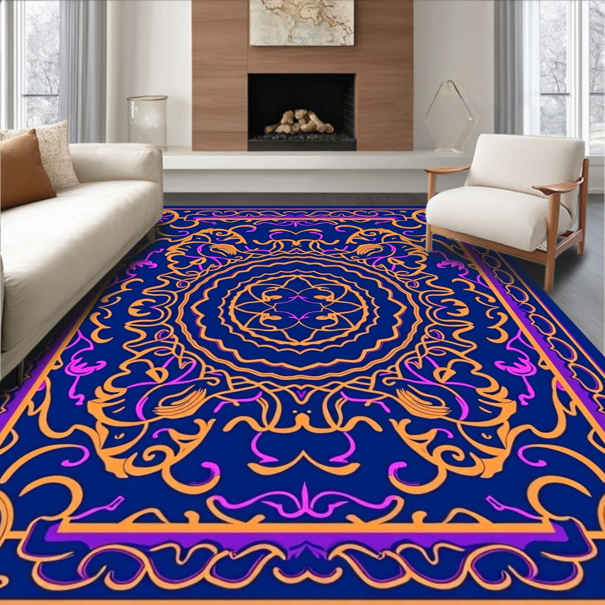 Vibrant Mandala Swirl Pattern Rug