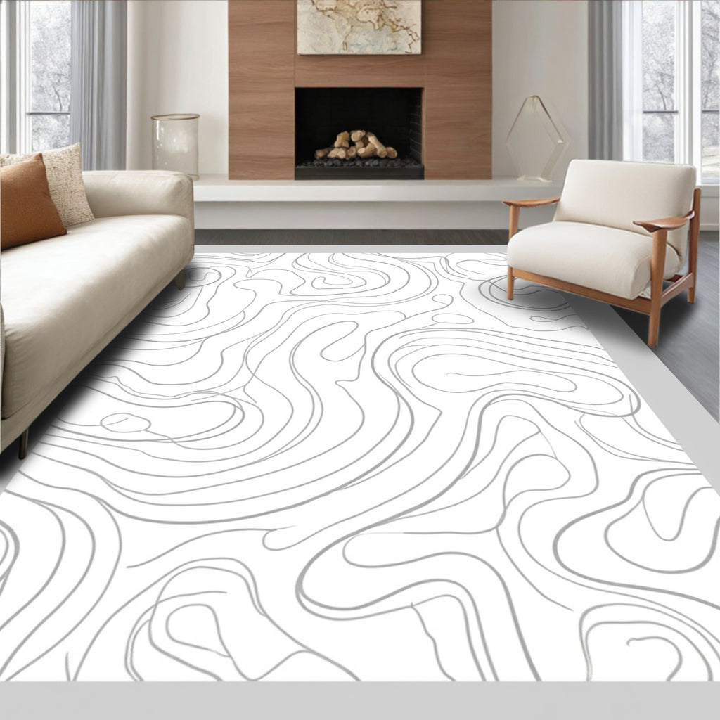 Abstract Wavy Contour Line Pattern Rug