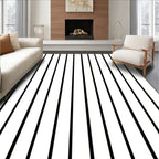 Classic Black White Stripe Pattern Rug