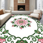 Pink Floral Swirl Frame Design Rug