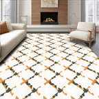 Orange and Grey Lattice Pattern Rug
