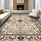 Ornate Scroll and Floral Pattern Rug
