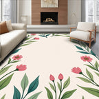 Pink Blossom Leaf Garden Pattern Rug