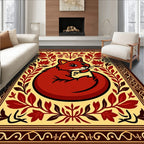 Red Fox Floral Border Design Rug
