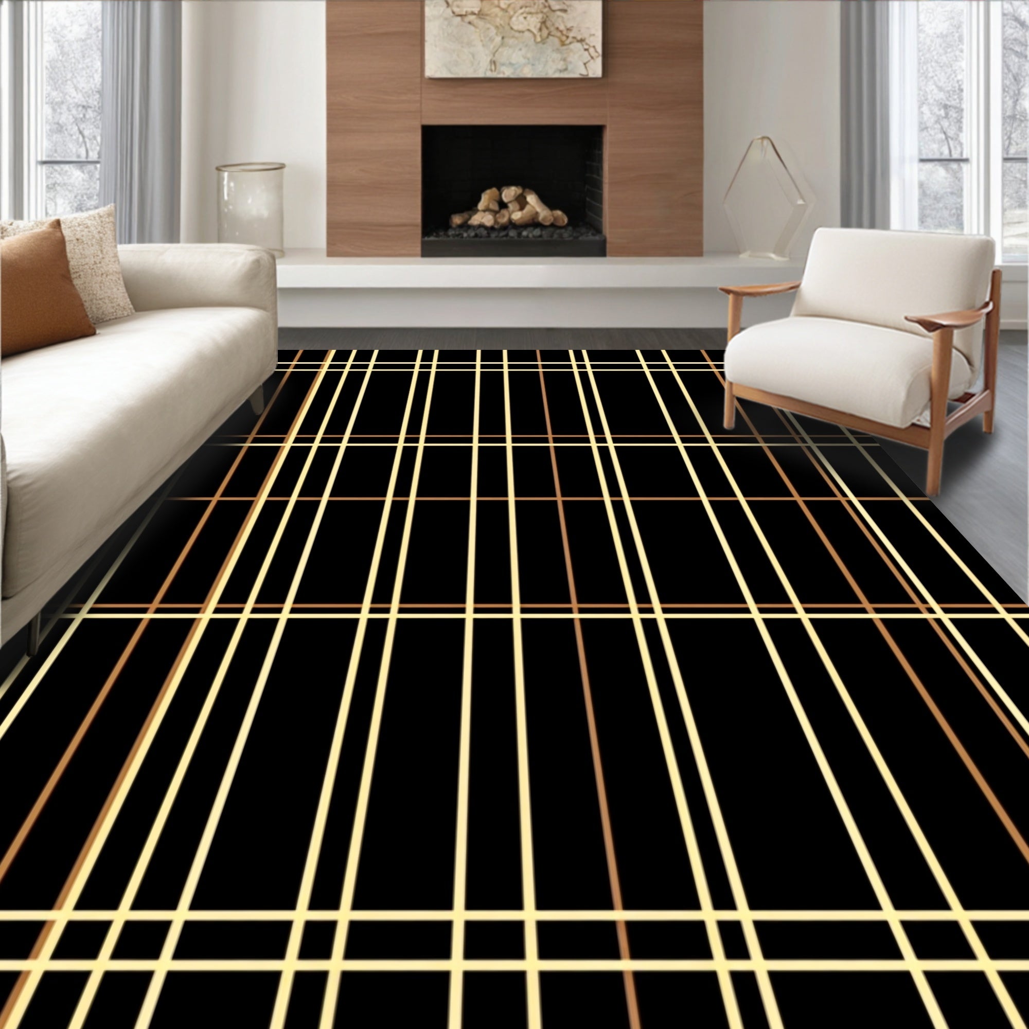 Classic Grid Pattern Design Rug