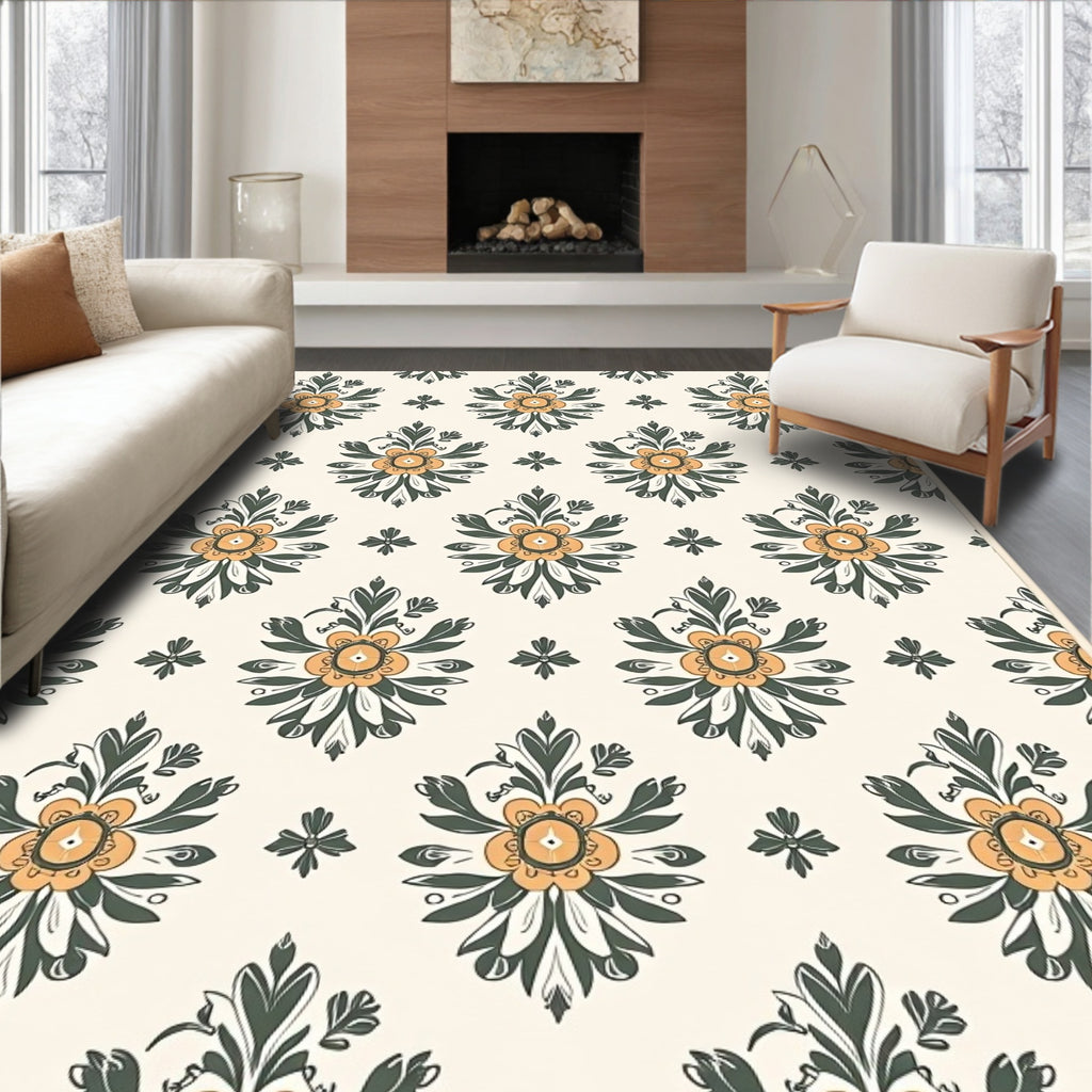 Floral Damask Style with 2 Colors Rug