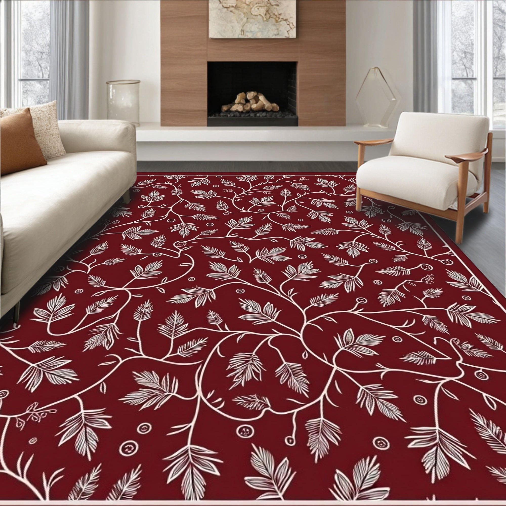 Vine And Leaf Pattern Design Rug