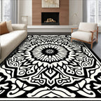 Mandala Symmetry Black And White Design Rug