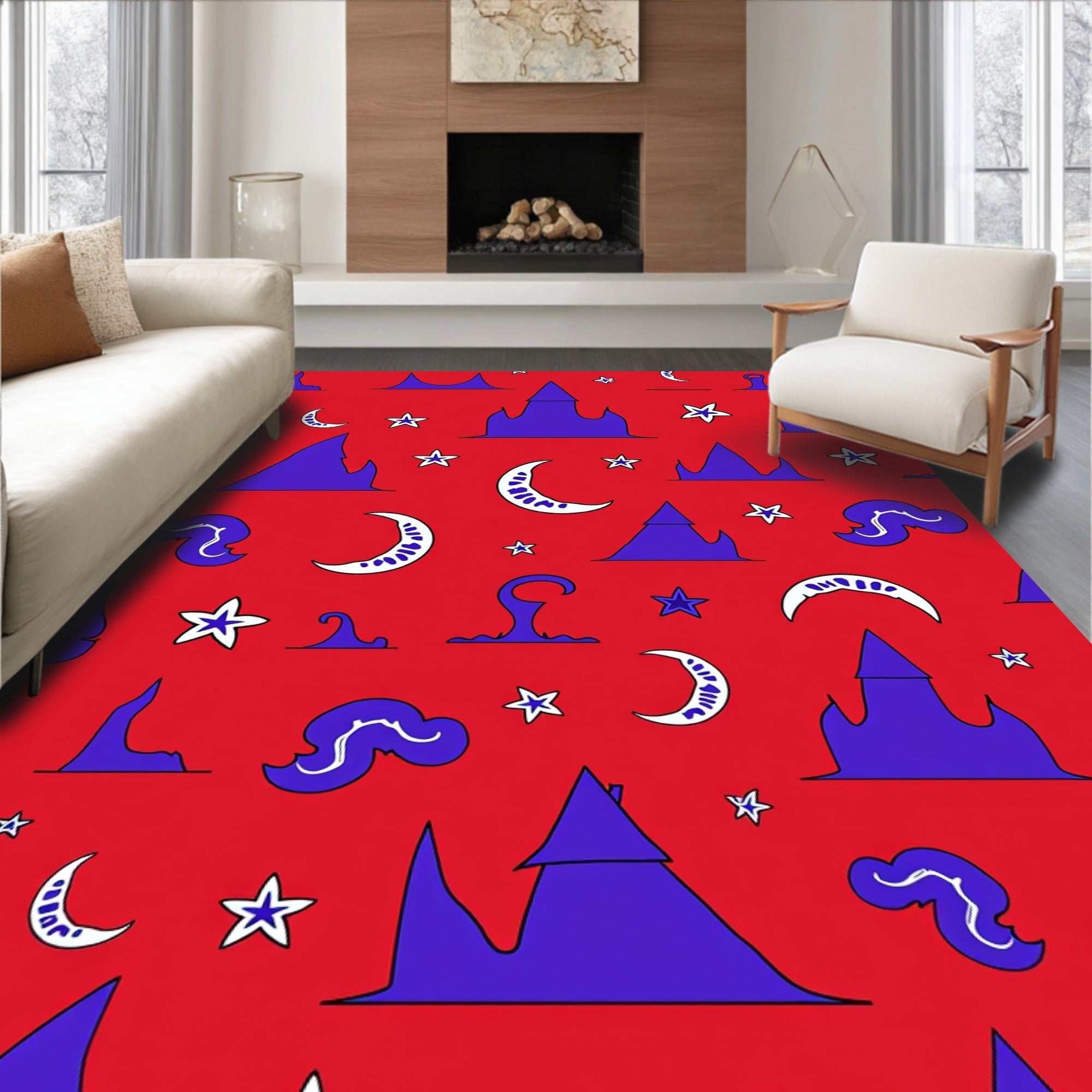 Whimsical Castle Moon Pattern Rug