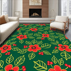 Red Holly Floral Graphic Design Rug