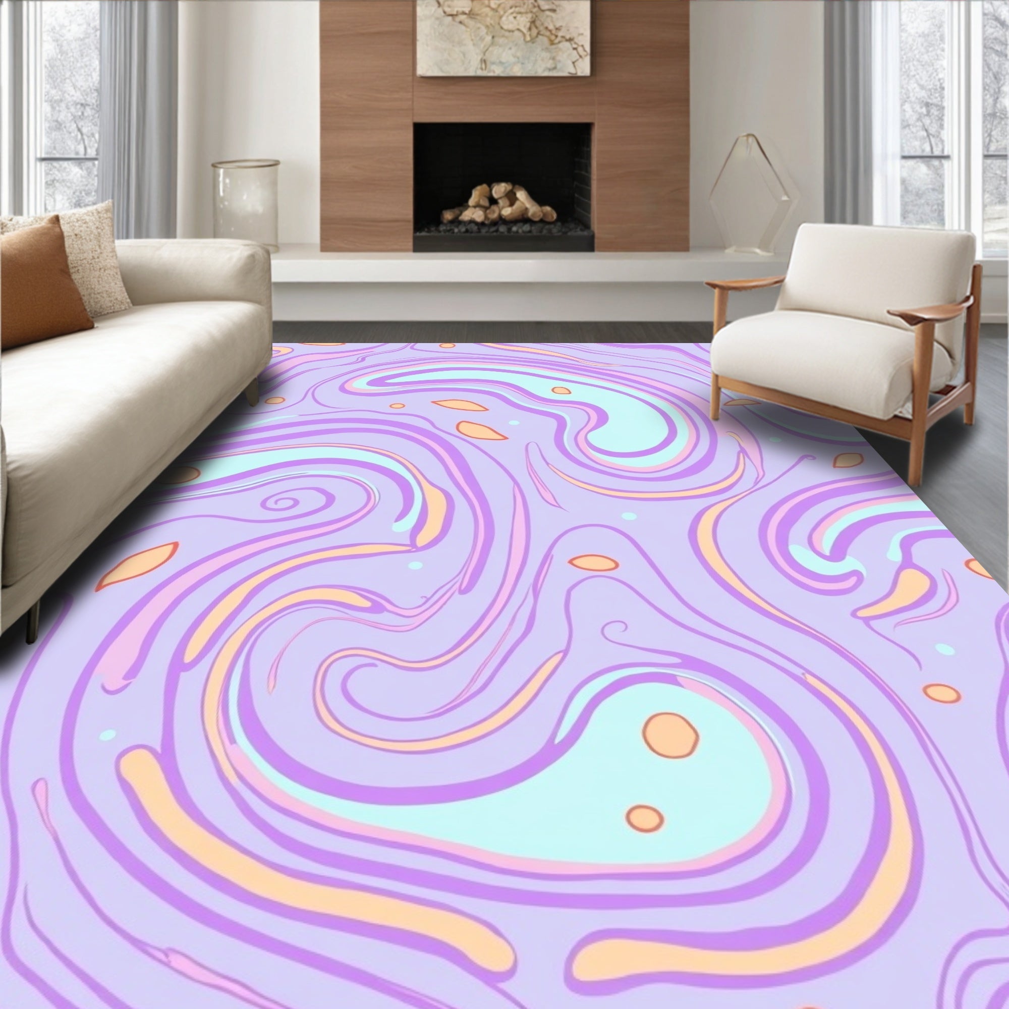 Pastel Swirl Abstract Pattern Rug