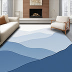 Layered Blue Mountain Landscape Rug