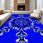 Bold Blue Intricate Floral Medallion Design Rug