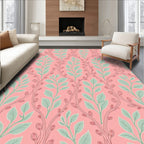 Soft Pink Botanical Vine Design Rug