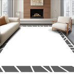 Modern Diagonal Stripe Border Rug