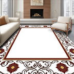 Rich Floral Scroll Pattern Border Rug