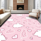 Pink Cloud Heart Whimsical Pattern Rug