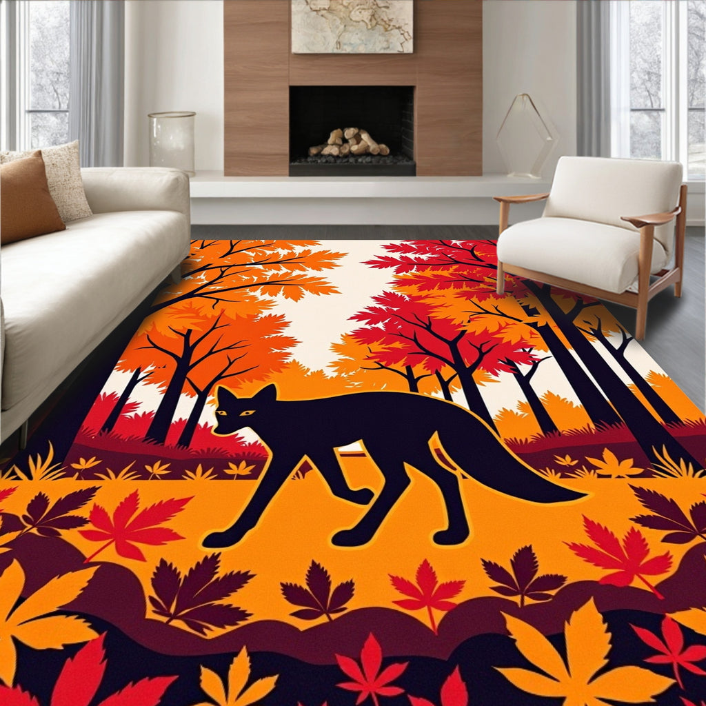 Autumn Woods Fox Graphic Design Rug
