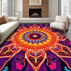 Vibrant Mandala Colorful Geometric Pattern Rug