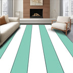 Mint Green White Stripe Pattern Rug