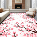 Pink Blossom Branches Dots Design Rug
