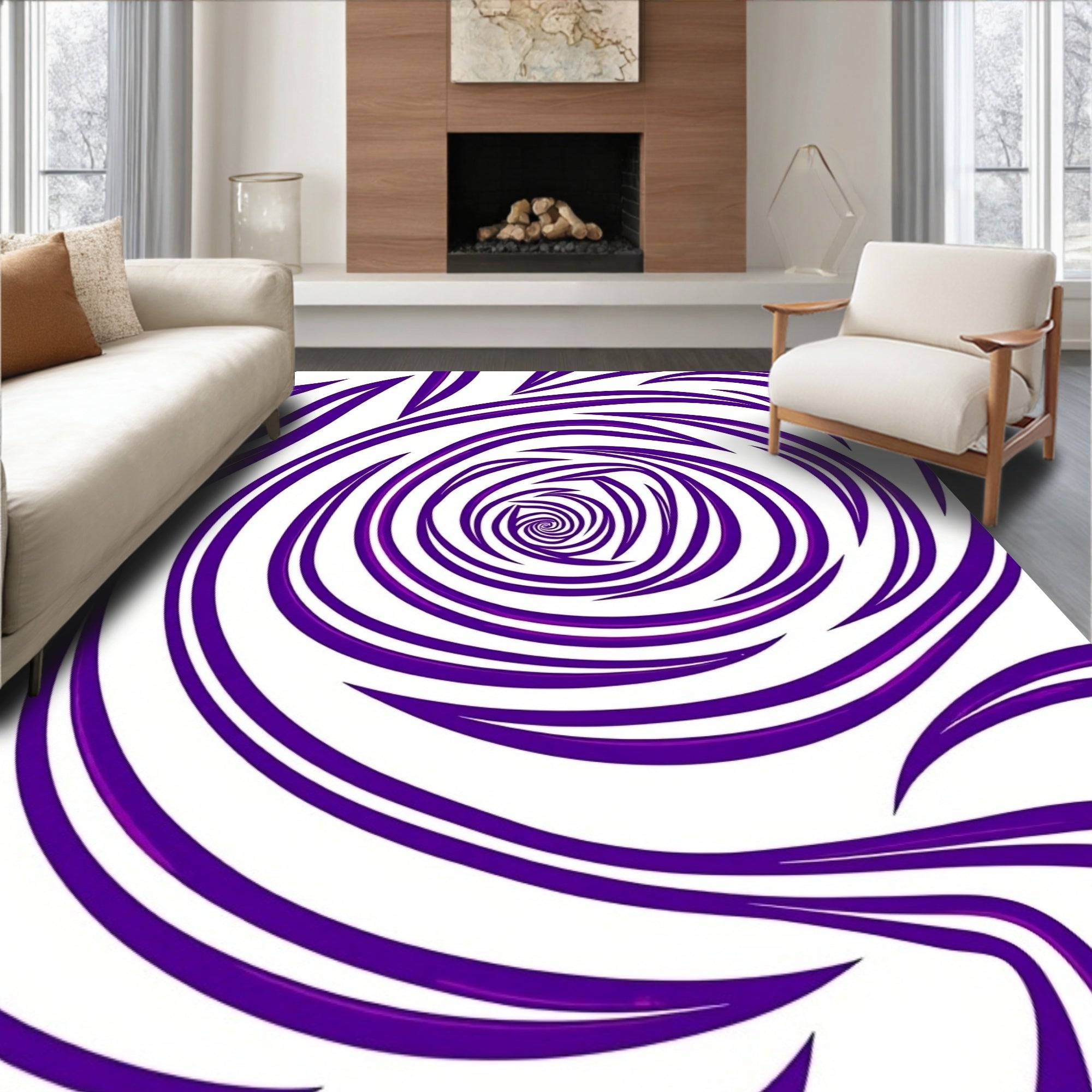 Purple Swirl Abstract Pattern Rug