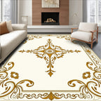 Elegant Golden Swirls Motif Rug
