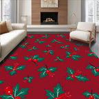 Festive Holly Berry Pattern Accent Rug