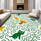 Whimsical Cats and Mushrooms Pattern Rug