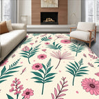 Pink Floral Botanical Pattern Design Rug
