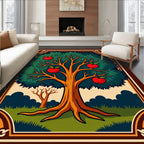 Vibrant Apple Tree Border Design Rug