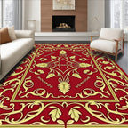 Ornate Floral Red 24K Gold Design Rug