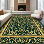 Ornate Swirls Patterned Gold Design Rug
