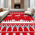 Festive Reindeer Snowflakes Knit Pattern Rug