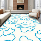 Abstract Blue Curvy Outline Pattern Rug